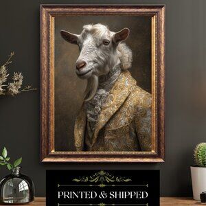 Victorian Goat Gentleman Portrait Regal Anthropomorphic Farm Animal Art Print
